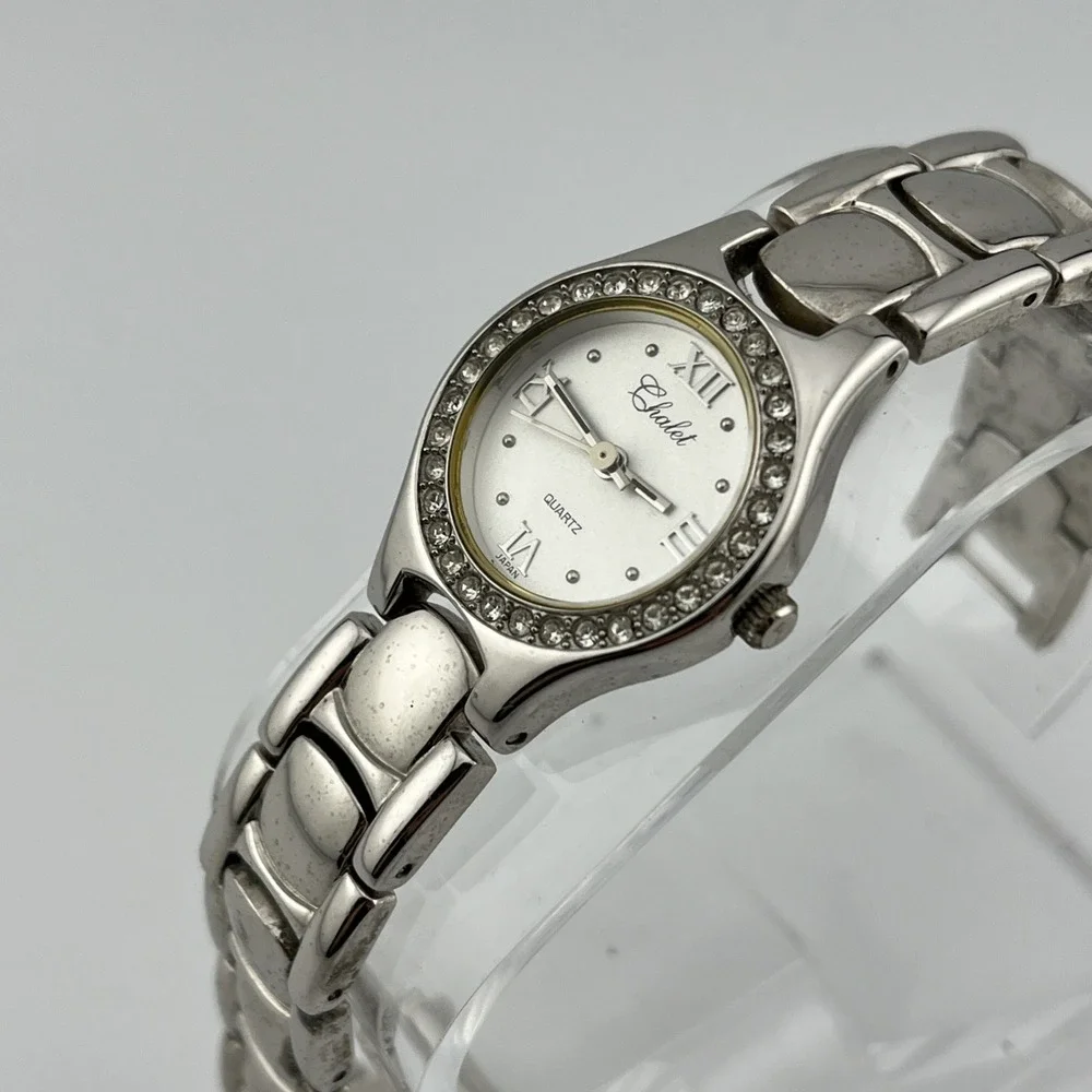 Chalet Watch Women 25mm Case Rhinestone Bezel Silver 6.75